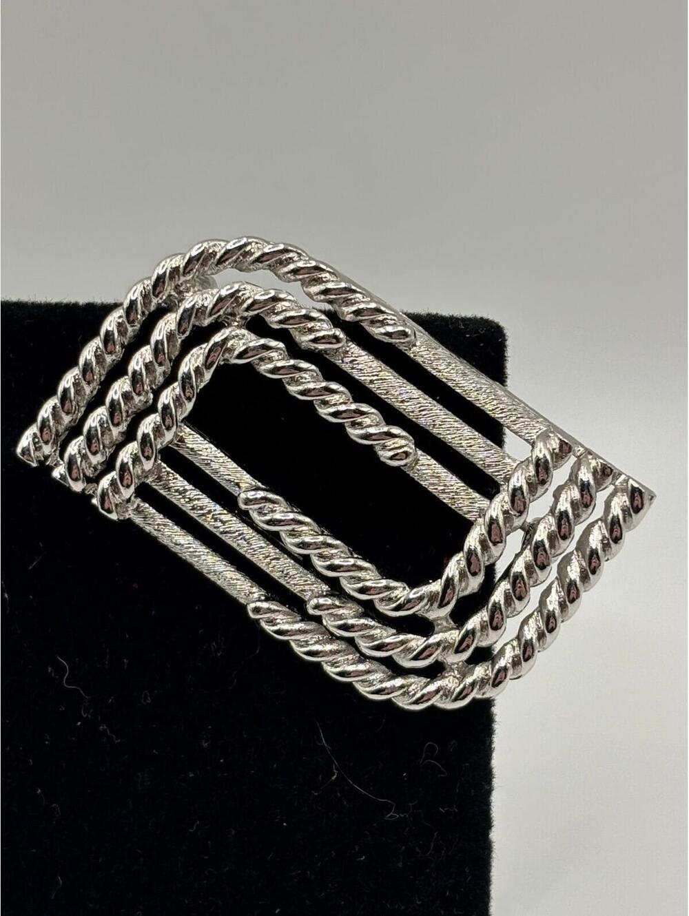 Vintage Silver tone Abstract Monet Brooch